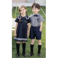 英伦风幼儿园园服班服小学生夏季短袖套装校服团体服