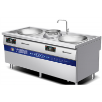 双头单尾电磁大炒炉商用大功率炒锅酒店餐厅食堂大锅灶带尾铮