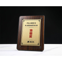 A4银色铝片木质牌授权牌21x29.7亚克力牌金银铜包边工艺奖牌