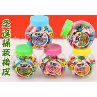 卡通圣诞桶装橡皮擦的干净不留痕小学生圣诞节奖品礼物异型橡皮擦