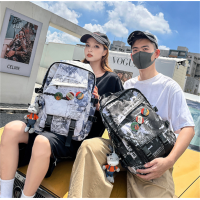潮酷情侣双肩包初高中学生书包简约背包大容量旅行双肩包