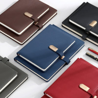 PU磁扣竖纹商务a5笔记本教师节礼物加厚