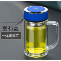 双层玻璃杯带把手过滤茶杯便携男办公家用水杯商务大容量杯子