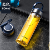 单层玻璃杯男士商务办公过滤泡茶水杯加厚便携车载带提环杯子