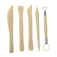 原木色陶泥泥塑工具塑性修胚泥塑工具5件套
