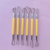 黄色塑料陶泥雕刻工具六件套 彩色塑料陶艺泥塑工具6件套装