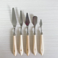 木柄不锈钢油画颜料刮刀套装 绘画颜料调色刀美术用品