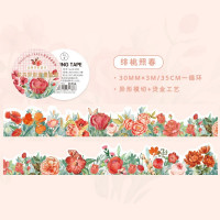 拾光异形造景胶带 绯桃照春花卉系列手账胶带素材装饰diy手帐贴纸