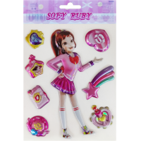 儿童精致幼儿园可爱卡通创意精致女孩奖励粘贴贴画双层泡棉贴-苏菲露比