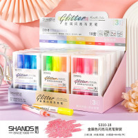 善知架装金属闪亮马克笔学生绘画荧光记号笔套装彩色手账笔批发