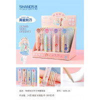 善知陶瓷刻刀笔架装简约高颜值手工裁纸刻刀小型工具笔形按动小刀
