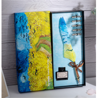 蓝孔雀唯美油画星空羽毛笔套装油画分格创意礼品套装节日惊喜礼物