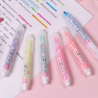 晨奇文具M-681创意樱花彩色荧光笔便携斧头型纤维笔头速干手账笔