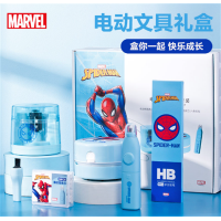 迪士尼儿童电动削笔机套装新品开学礼物卡通蜘蛛侠小学生文具礼盒
