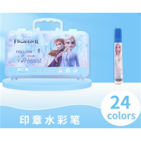 迪士尼印章水彩笔24色儿童幼儿园可水洗水彩笔小学生画笔画材