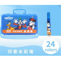 卡通印章水彩笔24儿童幼儿园可水洗水彩笔小学生画笔涂鸦