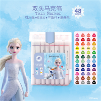 冰雪奇缘水性马克笔小学生双头记号笔48色彩笔套装批发
