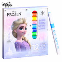 冰雪奇缘丙烯马克笔批发12色儿童彩色笔手绘DIY衣服鞋子速干水性笔批发