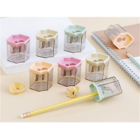 高颜值莫兰迪色双孔卷笔刀小学生几何形转笔刀儿童粗细杆铅笔刀