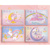 动漫卡通绘画本批发儿童涂鸦素描空白本自带垫板侧翻线圈涂鸦本