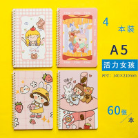 活力女孩动漫A5线圈本批发小学生卡通可爱侧翻横线笔记本