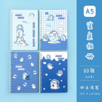 鲨鱼相册线圈本批发小学生卡通可爱侧翻横线笔记本A5记事本批发