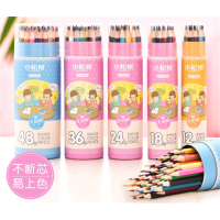 HB卡通筒装彩色铅笔12色24色36色彩铅笔套装批发涂鸦绘图彩铅
