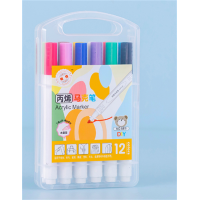 12色丙烯马克笔批发儿童防水速干涂鸦彩笔幼儿园专用绘画涂鸦笔