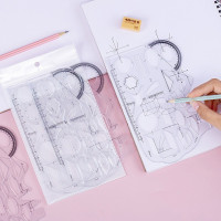 软尺多功能几何图形函数尺作图尺画图尺初中高中数学模板绘图尺子