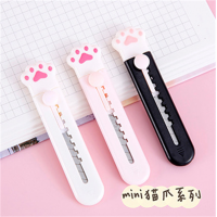 猫爪创意迷你美工刀批发伸缩便携小刀片可爱少女心拆快递小刀裁纸刀