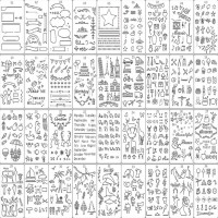 DIY绘画模板套装万圣节绘画模板 儿童手账画画镂空辅助模板