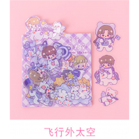 小学生卡通可爱贴纸批发ins少女心手账素材贴纸透明贴画批发