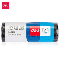 得力垃圾袋黑家用办公多规格大容量八角底垃圾袋