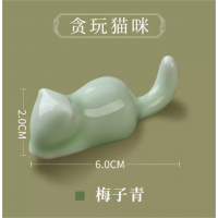 创意动物陶瓷笔搁猫咪笔托可爱学生成人文房四宝书法国画桌面小巧个性