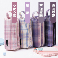 大容量jk双层笔袋ins日系简约女孩学生帆布手提文具袋铅笔盒