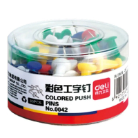 得力彩色工字钉美术绘画图钉按钉标记固定软木板钉子