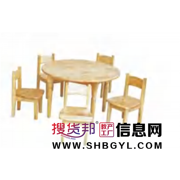 幼儿园室内外游乐设施木制家具系列橡胶木圆桌椅图1