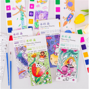 新款儿童水粉画涂鸦绘本画画涂色水画本幼儿园宝宝填色画纸彩便签