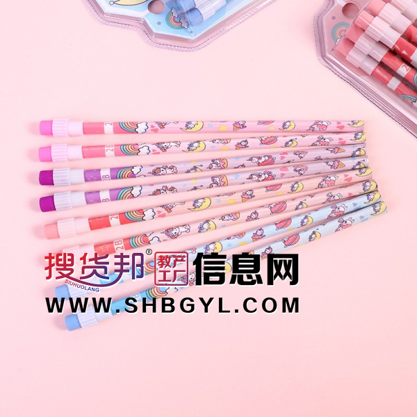 卡通12支盒装木制HB铅笔学生用品铅笔橡皮素描文具奖品毕业图2
