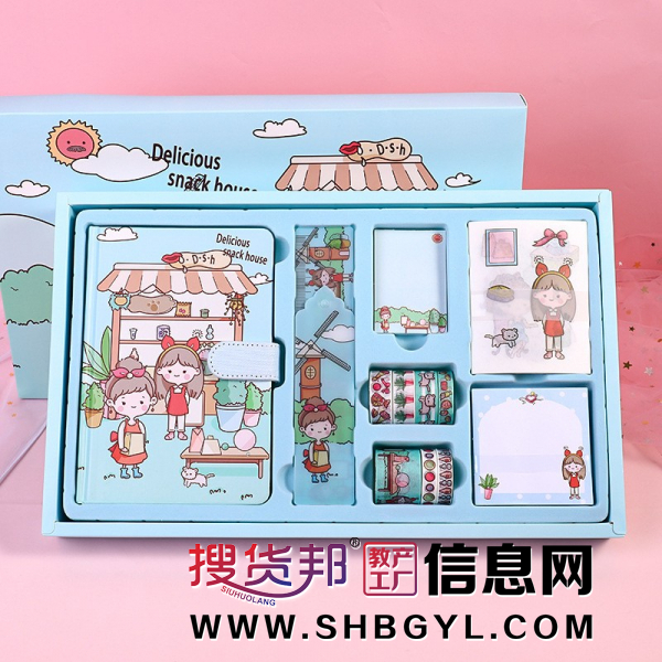 卡通手账本礼盒小学生可爱日记本套装礼物少女心笔记本文化图2