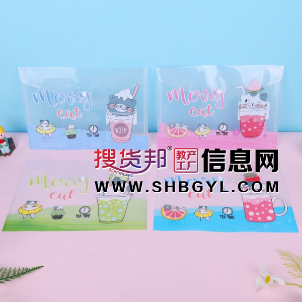 夏季猫咪彩色小众PP拉边袋透明圆环卡通拉链袋文化图2