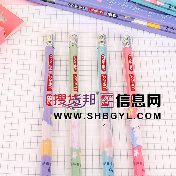 2b铅笔卡通纯木写字笔学生专用送同学礼品礼物带橡皮图2
