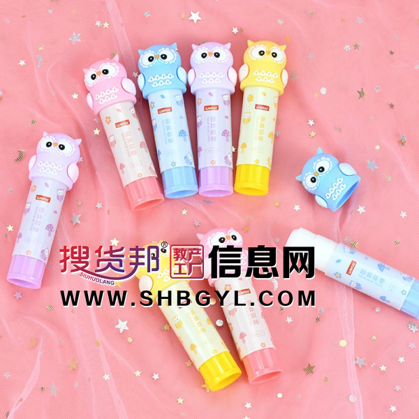可爱猫头鹰固体胶学生专用多色卡通造型胶水送礼物礼品图1