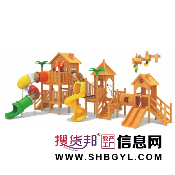 幼儿园户外木制游乐设施儿童木制滑梯系列木制小博士(进口木制)LDX 03701图1