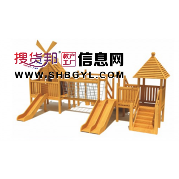 幼儿园户外木制游乐设施儿童木制滑梯系列木制小博士(进口木制)LDX 03906图1