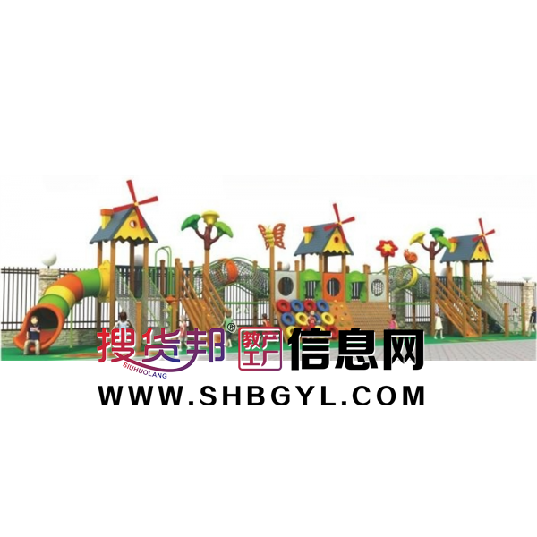 幼儿园户外木制游乐设施儿童木制滑梯系列户外网桶组合(进口木制)LDX 04303图1