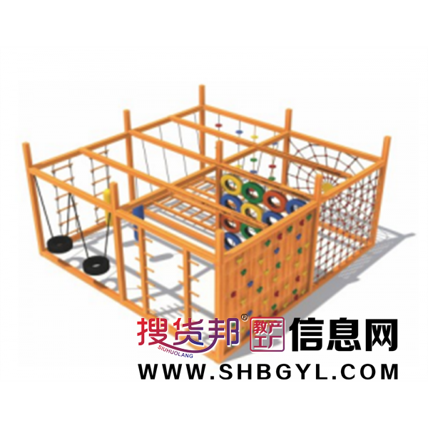 幼儿园户外木制游乐设施体能拓展攀爬系列户外网桶组合(进口木制)LDX 04802图1
