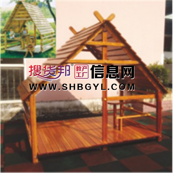 幼儿园户外木制游乐设施体能拓展攀爬系列休闲凉亭LDX 05009图1