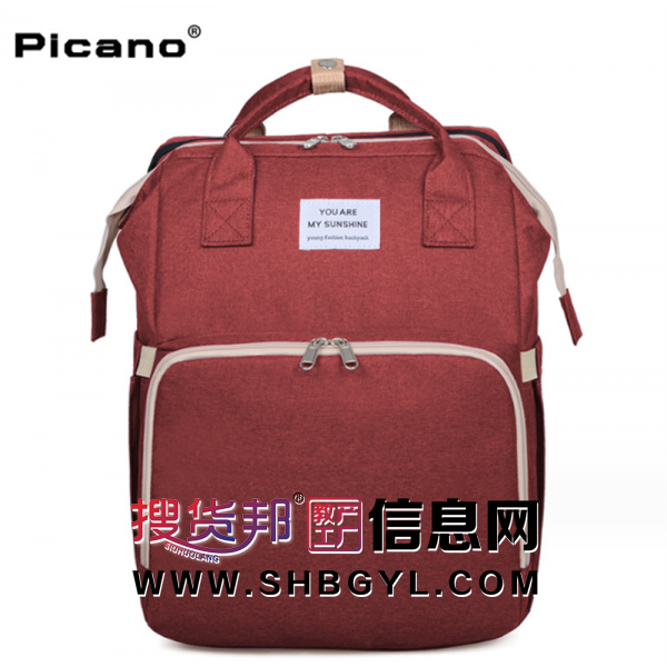 新款时尚妈咪包多功能双肩背包便携式折叠婴儿床母婴用品收纳包图1