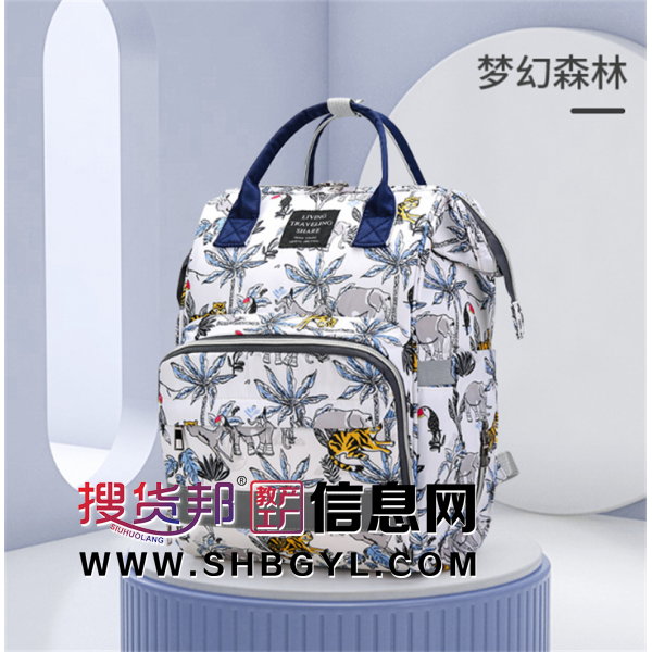 大容量双肩妈咪包印花多功能双拉链宝妈收纳包轻便大容量母婴包图2